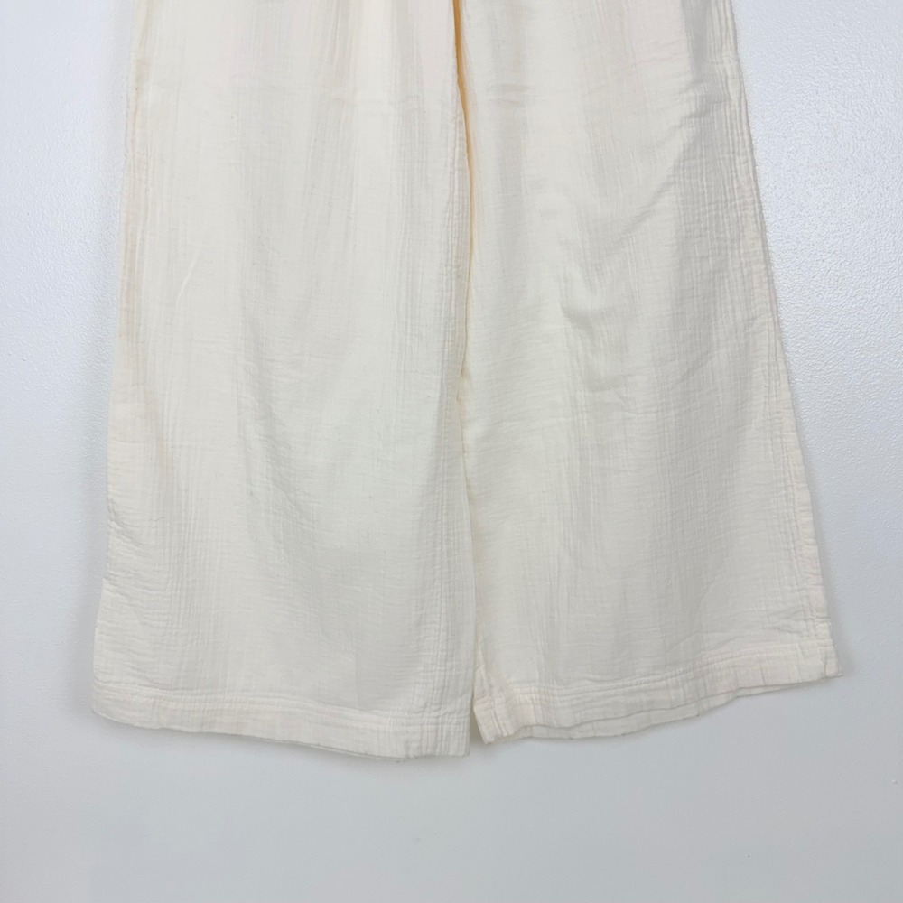 Madewell Double Gauze Wide-Leg Pants S Cream Pull-On Drawstring Beach Cotton - Picture 5 of 15